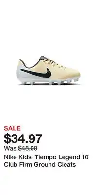Sport Chek Nike Kids' Tiempo Legend 10 Club Firm Ground Cleats offer