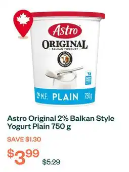 Voilà Astro Original 2% Balkan Style Yogurt Plain 750 g offer