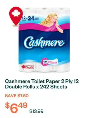 Voilà Cashmere Toilet Paper 2 Ply 12 Double Rolls x 242 Sheets offer