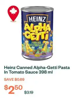 Voilà Heinz Canned Alpha-Getti Pasta In Tomato Sauce 398 ml offer