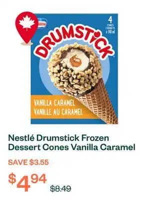 Voilà Nestlé Drumstick Frozen Dessert Cones Vanilla Caramel 4 x 140 ml offer