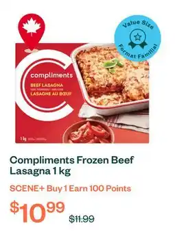 Voilà Compliments Frozen Beef Lasagna 1 kg offer