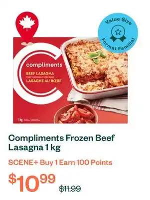Voilà Compliments Frozen Beef Lasagna 1 kg offer