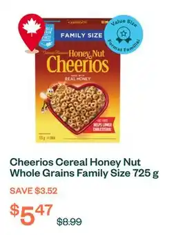 Voilà Cheerios Cereal Honey Nut Whole Grains Family Size 725 g offer