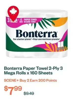Voilà Bonterra Paper Towel 2-Ply 3 Mega Rolls x 160 Sheets offer