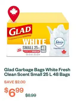 Voilà Glad Garbage Bags White Fresh Clean Scent Small 25 L 48 Bags offer