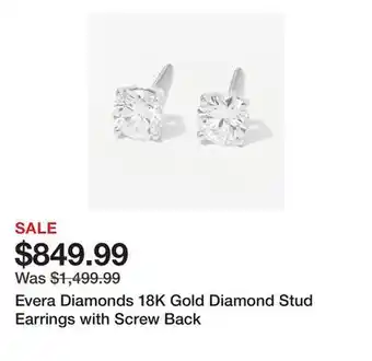 TSC Stores Evera Diamonds 18K Gold Diamond Stud Earrings with Screw Back offer