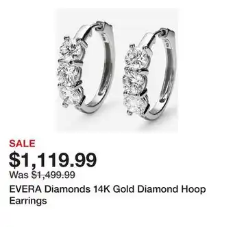 TSC Stores EVERA Diamonds 14K Gold Diamond Hoop Earrings offer