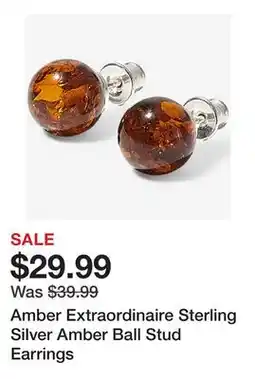 TSC Stores Amber Extraordinaire Sterling Silver Amber Ball Stud Earrings offer