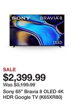 TSC Stores Sony 65 Bravia 8 OLED 4K HDR Google TV (K65XR80) offer