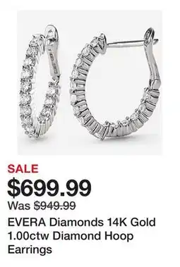 TSC Stores EVERA Diamonds 14K Gold 1.00ctw Diamond Hoop Earrings offer