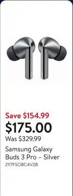 Walmart Samsung Galaxy Buds 3 Pro – Silver offer