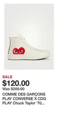 Holt Renfrew COMME DES GARÇONS PLAY CONVERSE X CDG PLAY Chuck Taylor '70 High-Top Sneakers offer