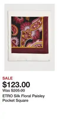Holt Renfrew ETRO Silk Floral Paisley Pocket Square offer