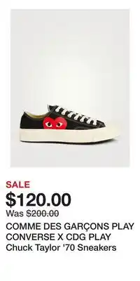 Holt Renfrew COMME DES GARÇONS PLAY CONVERSE X CDG PLAY Chuck Taylor '70 Sneakers offer