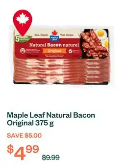 Voilà Maple Leaf Natural Bacon Original 375 g offer