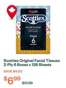 Voilà Scotties Original Facial Tissues 2-Ply 6 Boxes x 126 Sheets offer