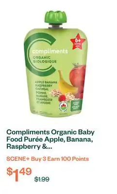 Voilà Compliments Organic Baby Food Purée Apple, Banana, Raspberry & Oatmeal 128 ml offer