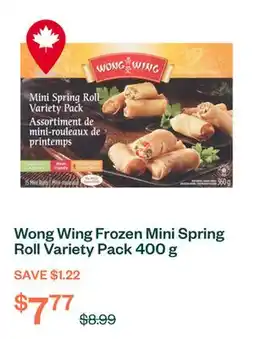 Voilà Wong Wing Frozen Mini Spring Roll Variety Pack 400 g offer
