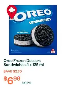 Voilà Oreo Frozen Dessert Sandwiches 4 x 125 ml offer