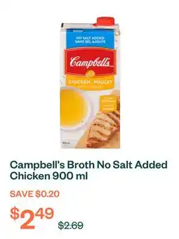 Voilà Campbell's Broth No Salt Added Chicken 900 ml offer