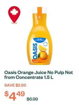 Voilà Oasis Orange Juice No Pulp Not from Concentrate 1.5 L offer