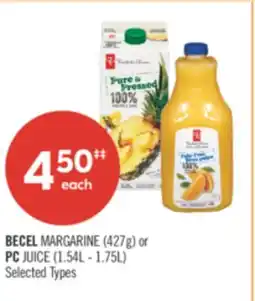 Shoppers Drug Mart BECEL MARGARINE (427g) or PC JUICE (1.54L - 1.75L) offer