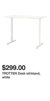 IKEA TROTTEN Desk sit/stand, white offer
