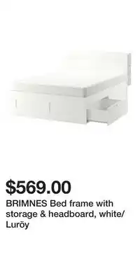 IKEA BRIMNES Bed frame with storage & headboard, white/Luröy offer