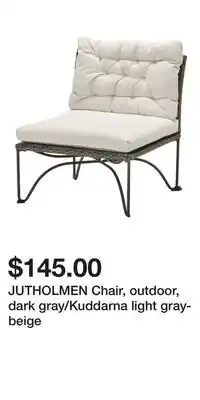 IKEA JUTHOLMEN Chair, outdoor, dark gray/Kuddarna light gray-beige offer