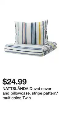 IKEA NATTSLÄNDA Duvet cover and pillowcase, stripe pattern/multicolor, Twin offer