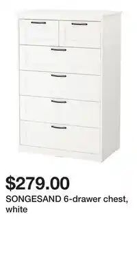 IKEA SONGESAND 6-drawer chest, white offer