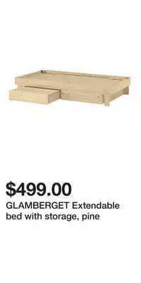 IKEA GLAMBERGET Extendable bed with storage, pine offer