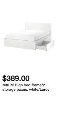 IKEA MALM High bed frame/2 storage boxes, white/Luröy offer