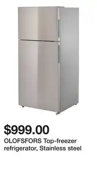 IKEA OLOFSFORS Top-freezer refrigerator, Stainless steel offer
