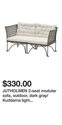 IKEA JUTHOLMEN 2-seat modular sofa, outdoor, dark gray/Kuddarna light gray-beige offer