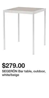 IKEA SEGERÖN Bar table, outdoor, white/beige offer