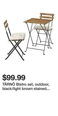 IKEA TÄRNÖ Bistro set, outdoor, black/light brown stained foldable/foldable Kuddarna light grey-beige offer