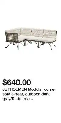 IKEA JUTHOLMEN Modular corner sofa 3-seat, outdoor, dark gray/Kuddarna light gray-beige offer