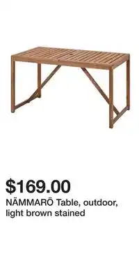 IKEA NÄMMARÖ Table, outdoor, light brown stained offer