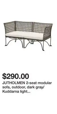 IKEA JUTHOLMEN 2-seat modular sofa, outdoor, dark gray/Kuddarna light gray-beige offer