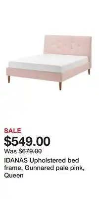 IKEA IDANÄS Upholstered bed frame, Gunnared pale pink, Queen offer