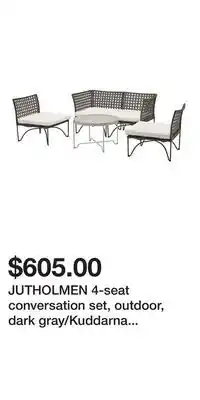 IKEA JUTHOLMEN 4-seat conversation set, outdoor, dark gray/Kuddarna light gray-beige offer