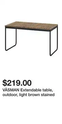 IKEA VÄSMAN Extendable table, outdoor, light brown stained offer