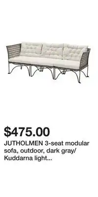 IKEA JUTHOLMEN 3-seat modular sofa, outdoor, dark gray/Kuddarna light gray-beige offer