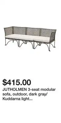 IKEA JUTHOLMEN 3-seat modular sofa, outdoor, dark gray/Kuddarna light gray-beige offer
