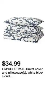 IKEA EKPURPURMAL Duvet cover and pillowcase(s), white blue/cloud, Full/Queen (Double/Queen) offer