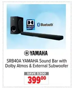 2001 Audio Video YAMAHA SRB40A Sound Bar with Dolby Atmos & External Subwoofer offer