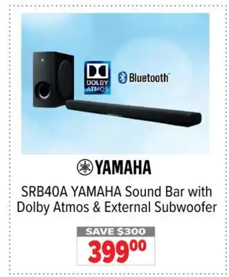 2001 Audio Video YAMAHA SRB40A Sound Bar with Dolby Atmos & External Subwoofer offer