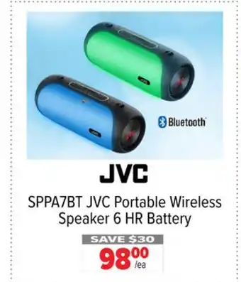 2001 Audio Video JVC SPPA7BT Portable Wireless Speaker offer